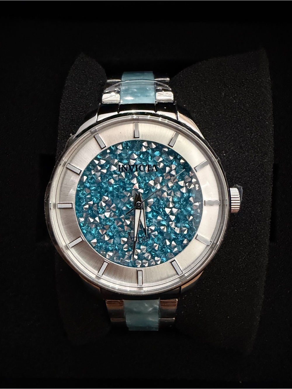 Invicta Angel Pavine Women's Light Blue  Crystal Dial Stainless Watch